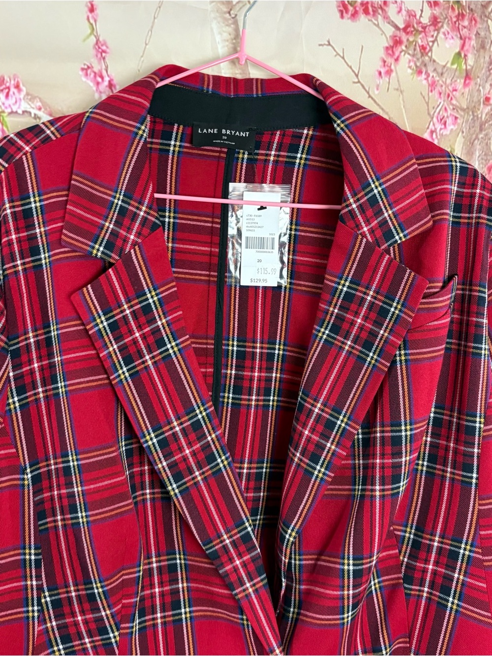 NEW Lane Bryant Red Plaid Tailored Pantsuit - Picture 7 of 9